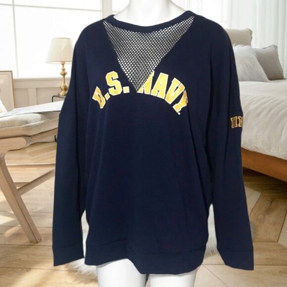 VICTORIA'S SECRET PINK UNITED STATES NAVY SWEATSHIRT COLLEGIATE COLLECTION XS - Picture 3 of 7